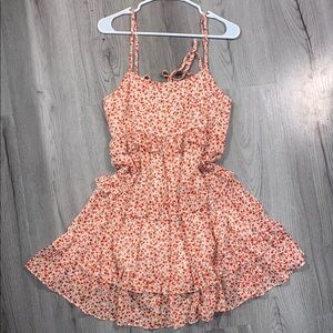 Hem & Thread Floral Mini Dress - Red and White